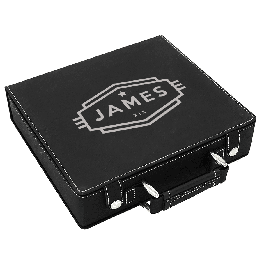 Personalized Leatherette Poker Chip Set | Cadet - Image 2