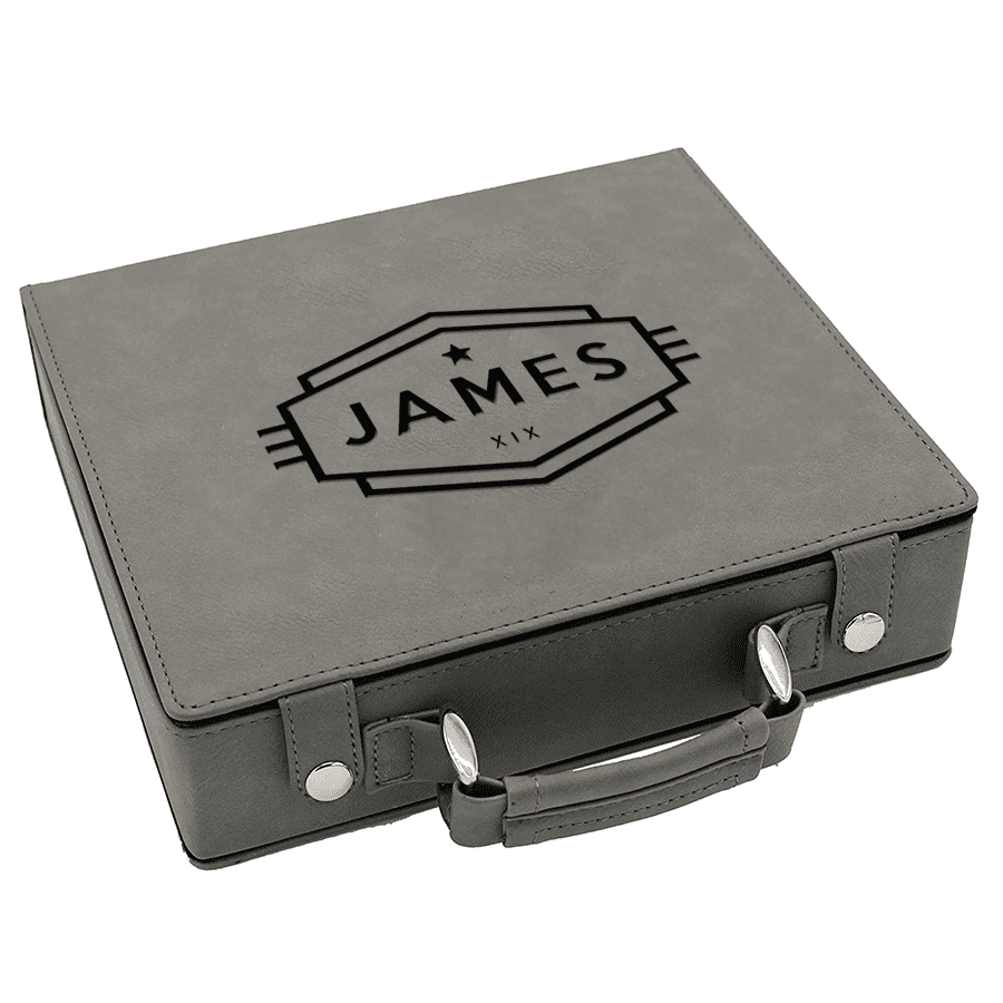 Personalized Leatherette Poker Chip Set | Cadet - Image 3