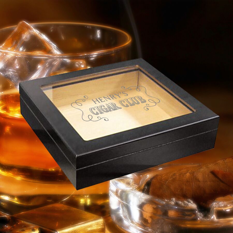 Personalized 20 Count Cigar Humidor - Cigar Club