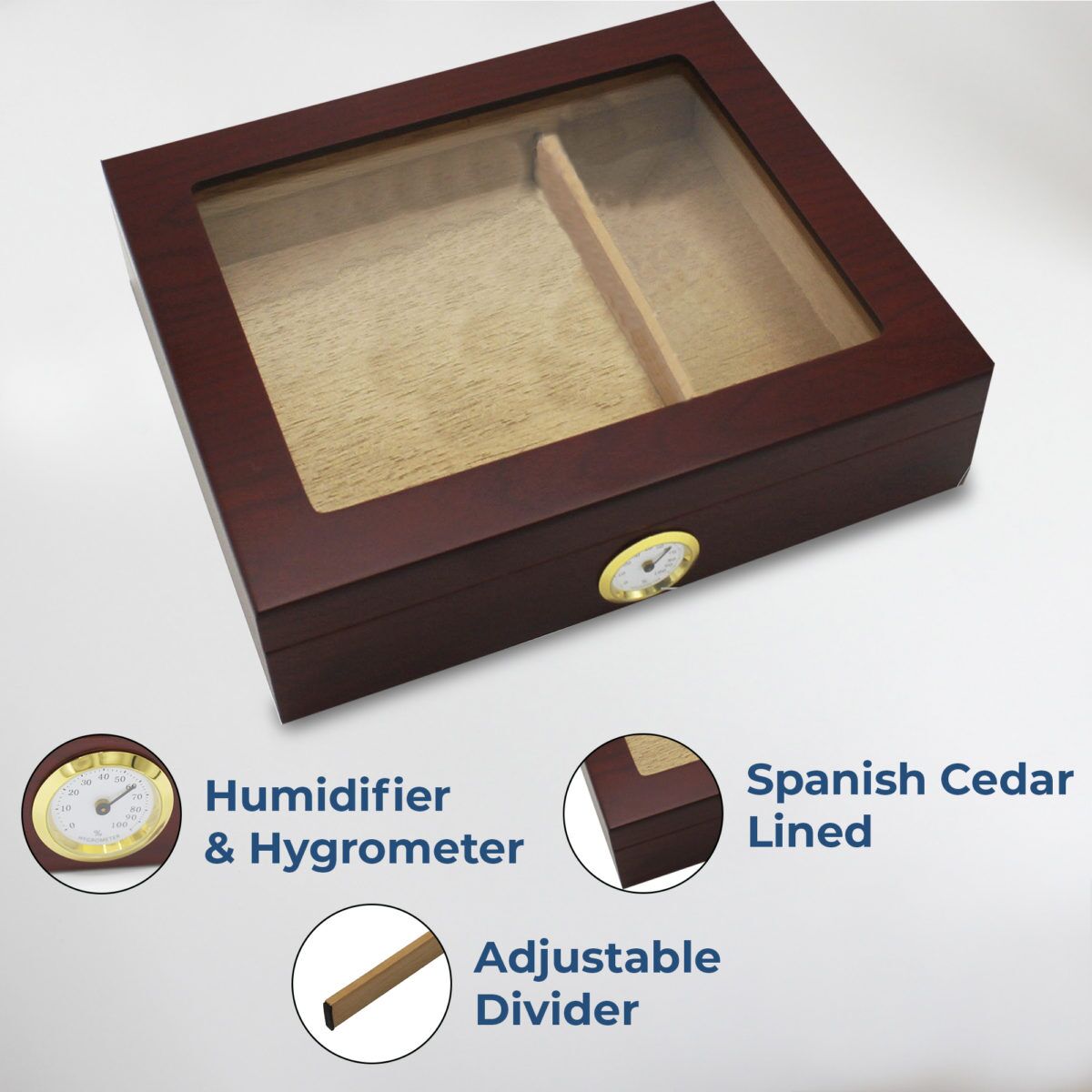 Miller Premium Brown Personalized Cigar Humidor 50 Count - Image 2